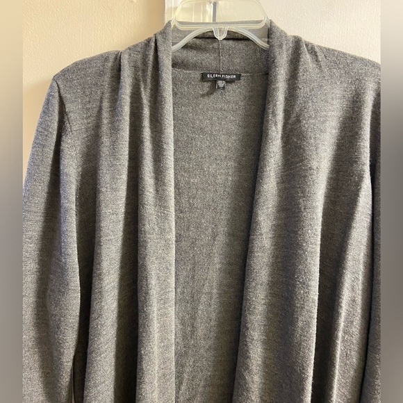 Eileen Fisher sweater cardigan grey merino wool Medium - Picture 2 of 8